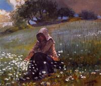 Homer, Winslow - Girl and Daisies